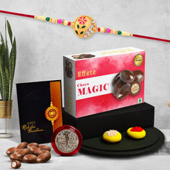 (K1_507_Cm32) Rakhi Combo With Chocolate Magic 32Gm, Pooja Coin, Greeting Card, Rakhi Gift Hamper, Rakhi For Brother With Gift, Chocolate Gift Pack, Fancy Rakhis For Men, Set Of 1