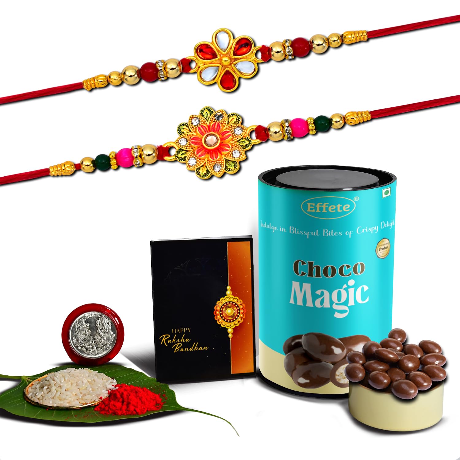 (K2_322+323_CM) Rakhi Combo & Chocolate Magic | Rakhi & Chocolate for brother | Fancy Rakhis for men stylish | rakhi with gift | Rakhi Combo | Set of 2 | Chocolate