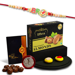 (K1_12_CA32) Rakhi Combo with Chocolate Almonds 32gm, Rakhi & Chocolate for brother, Rakhi with chocolate, rakhi with gift, Rakhi Combo, Set of 1 Rakhi, Chocolate