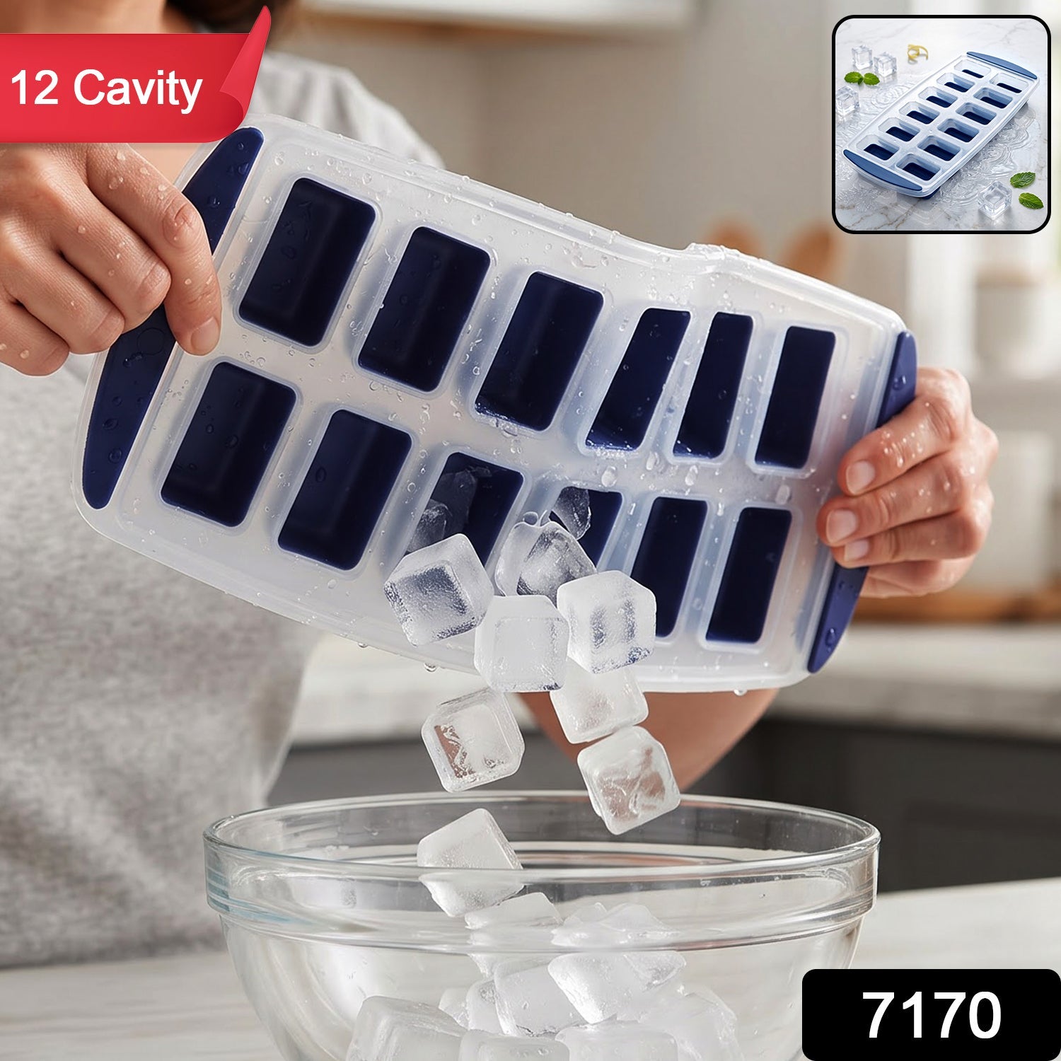 12 cavity plastic ice cube tray, 1 piece
