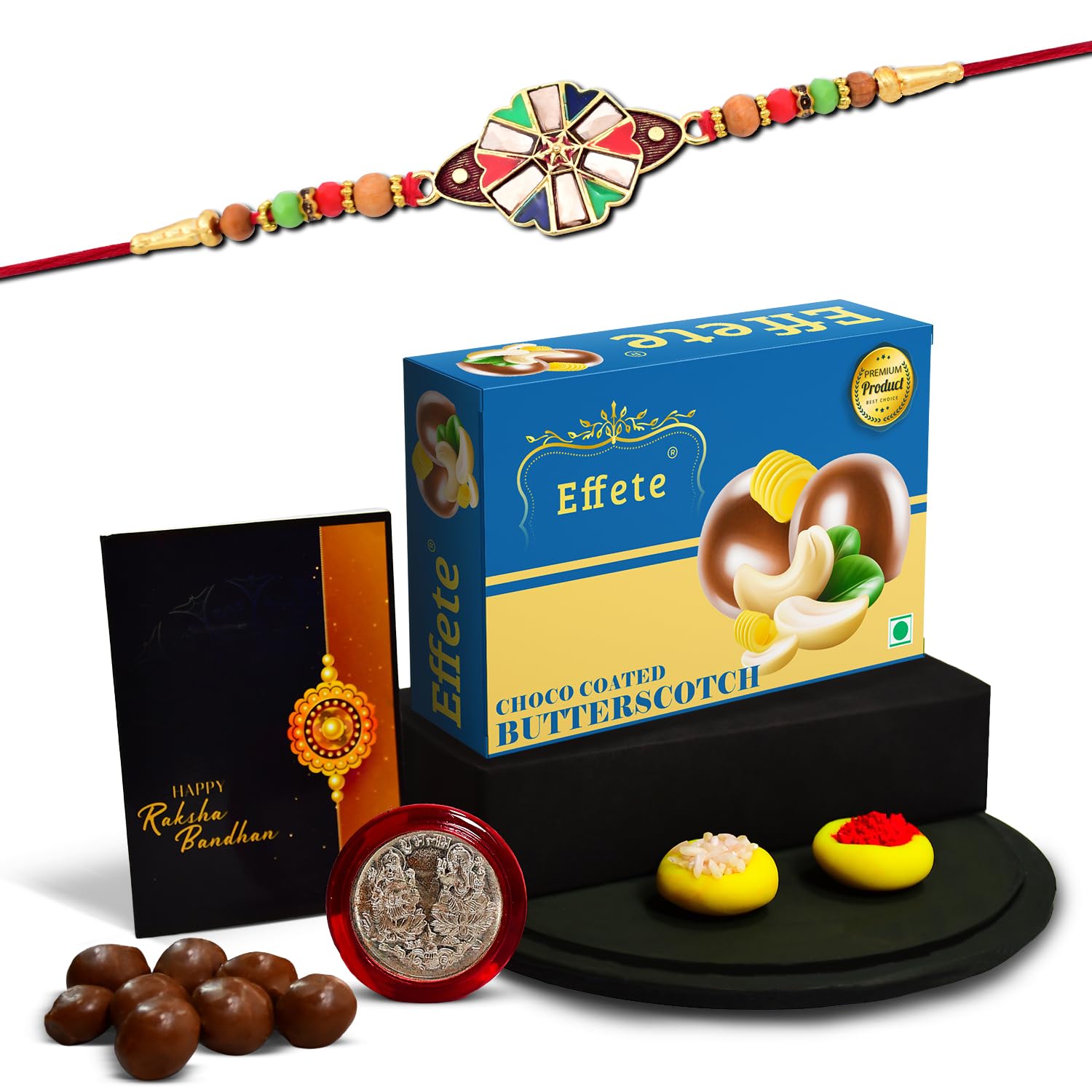 (K1_416_BS32) Rakhi Combo with Chocolate Butter Scotch 32gm, Rakhi & Chocolate for brother, Fancy Rakhis for men stylish, rakhi with gift, Rakhi Combo, Set of 1, Chocolate