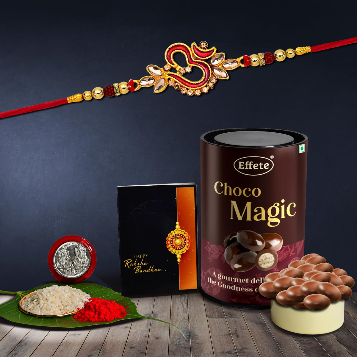 (K1_361_EM) Rakhi Combo & Chocolate Magic | Rakhi & Chocolate for brother | Fancy Rakhis for men stylish | rakhi with gift | Rakhi Combo | Set of 1 | Chocolate