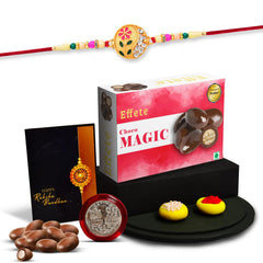 (K1_507_Cm32) Rakhi Combo With Chocolate Magic 32Gm, Pooja Coin, Greeting Card, Rakhi Gift Hamper, Rakhi For Brother With Gift, Chocolate Gift Pack, Fancy Rakhis For Men, Set Of 1