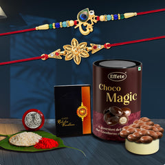 (K2_433+438_EM) Rakhi Combo with Chocolate Magic, Rakhi & Chocolate for brother, Rakhi with chocolate, rakhi with gift, Rakhi Combo, Set of 2 Rakhi,  Chocolate