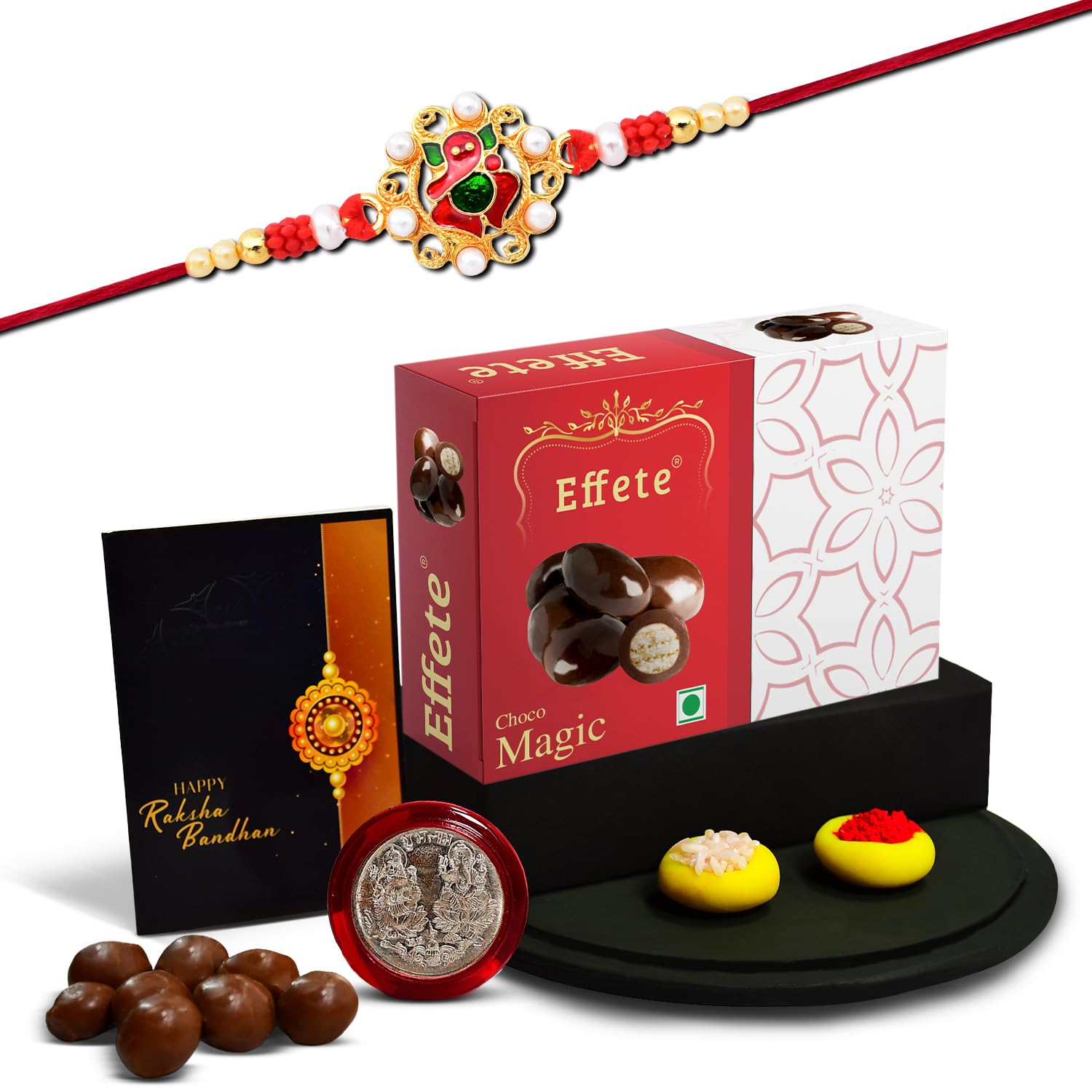 (K1_13_EM32) Rakhi Combo with Chocolate Magic 32gm| Rakhi for brother with gift | Fancy Rakhis for men stylish |rakhi combo for brother | Set of 1 Rakhi | Chocolate |