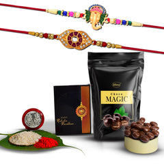 (K2_554+555_SM) Rakhi Combo with Choco Magic (Pouch)| Rakhi for brother with gift | chocolate gift pack |rakhi with Chocolate Gift Hemper | Fancy Rakhi for men | Set of 2 |