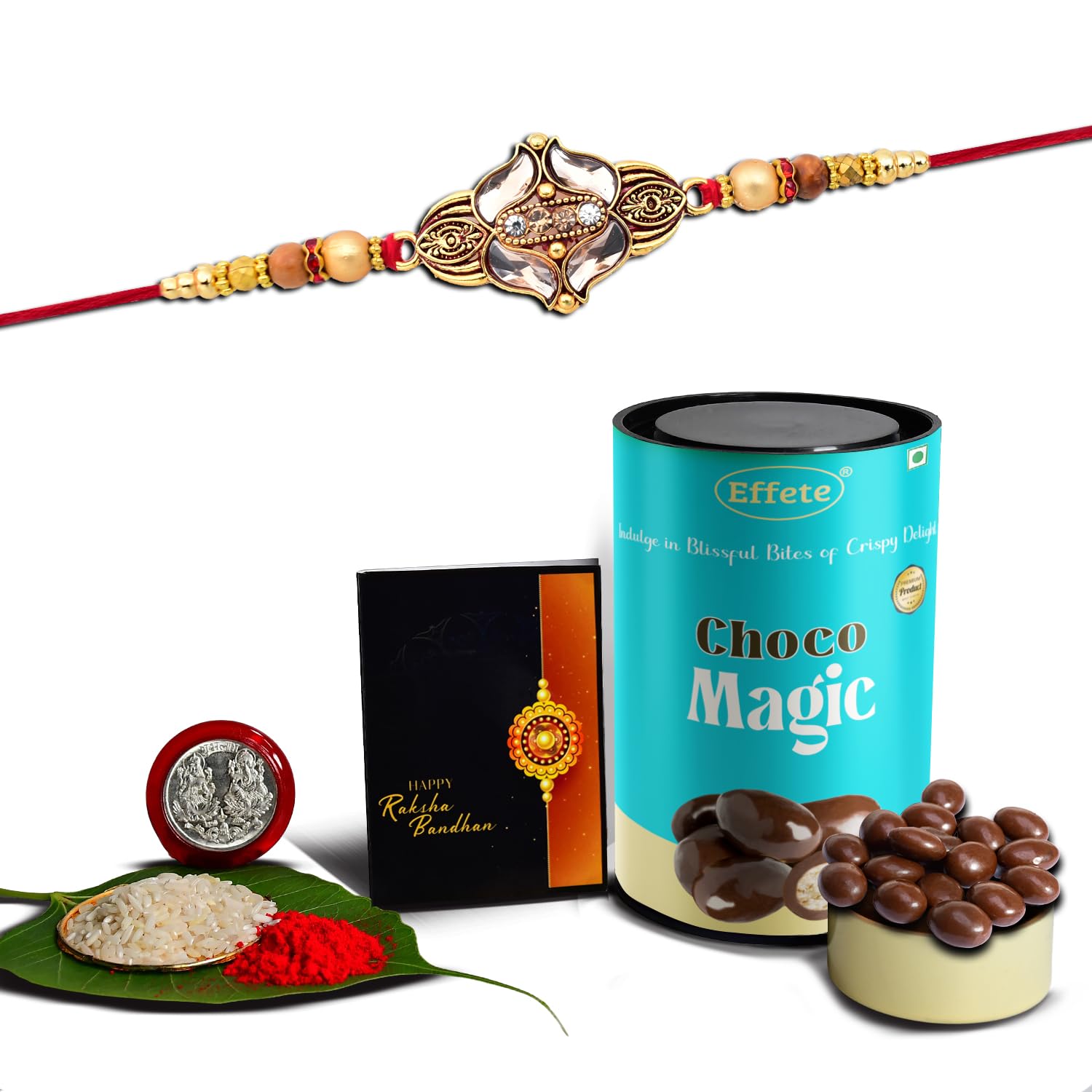 (K1_428_CM) Rakhi Combo with Chocolate Magic, stylish rakhi for brother, Rakhi & Chocolate for brother, rakhi brother, rakhi with gift, handmade rakhi, Set of 1 Rakhi