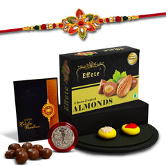 (K1_526_CA32) Rakhi Combo with Chocolate Almonds 32gm, stylish rakhi for brother, Rakhi & Chocolate for brother, rakhi brother, rakhi with gift, handmade rakhi, Set of 1 Rakhi