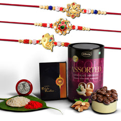 (K3_13+14+15_AS) Rakhi Combo with Assorted Chocolate Dryfruits 96gm, Rakhi & Chocolate for brother, Fancy Rakhis for men stylish, rakhi with gift, Rakhi Combo, Set of 3,  Chocolate