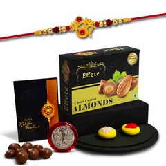 (K1_317_CA32) Rakhi Combo with Chocolate Almonds 32gm, stylish rakhi for brother, Rakhi & Chocolate for brother, rakhi brother, rakhi with gift, handmade rakhi, Set of 1 Rakhi