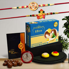 (K2_508+511_BS32) Rakhi Combo with Chocolate Butter Scotch 32gm, Rakhi & Chocolate for brother, Rakhi with chocolate, rakhi with gift, Rakhi Combo, Set of 2 Rakhi,  Chocolate