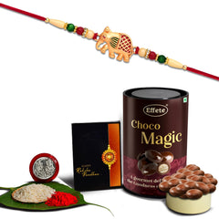 (K1_266_EM) Rakhi Combo with Chocolate Magic, Rakhi for brother with gift, chocolate gift pack, rakhi with Chocolate Gift Hemper, Fancy Rakhis for men, Set of 1 Rakhi
