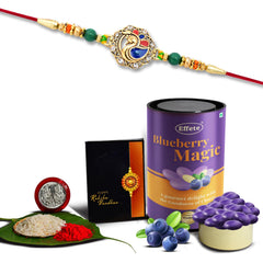 (K1_408_AS) Rakhi Combo with Assorted Chocolate Dryfruits 96gm, stylish rakhi for brother, Rakhi & Chocolate for brother, rakhi brother, rakhi with gift, handmade rakhi, Set of 1 Rakhi