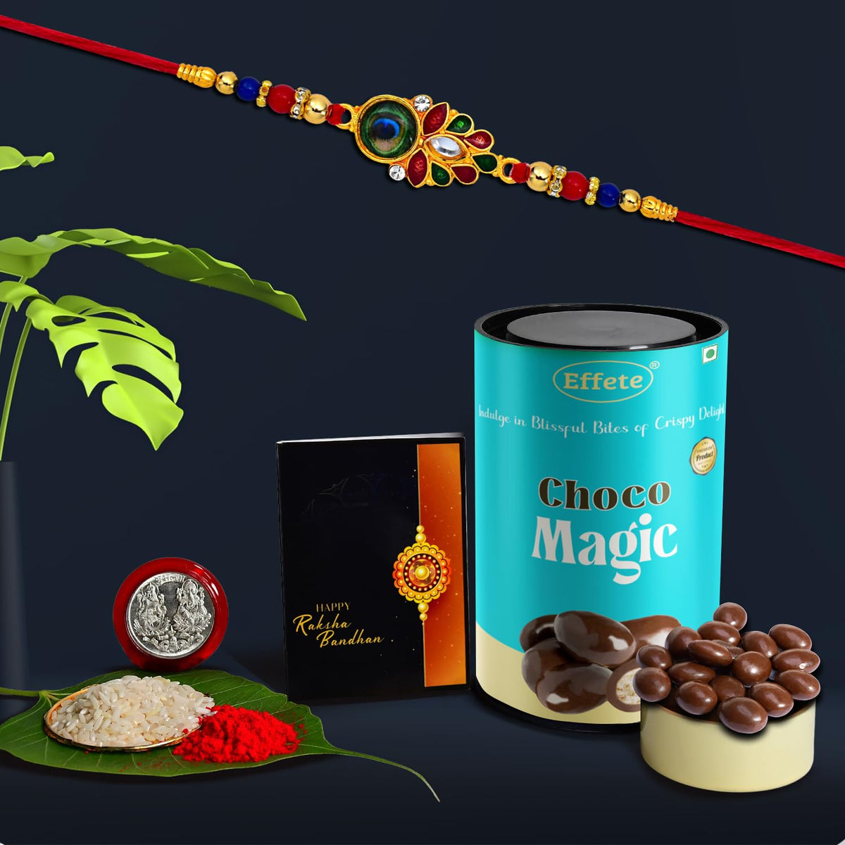 (K1_319_CM) Rakhi Combo & Chocolate Magic | Rakhi & Chocolate for brother | Fancy Rakhis for men stylish | rakhi with gift | Rakhi Combo | Set of 1 | Chocolate