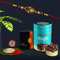 (K1_319_CM) Rakhi Combo & Chocolate Magic | Rakhi & Chocolate for brother | Fancy Rakhis for men stylish | rakhi with gift | Rakhi Combo | Set of 1 | Chocolate
