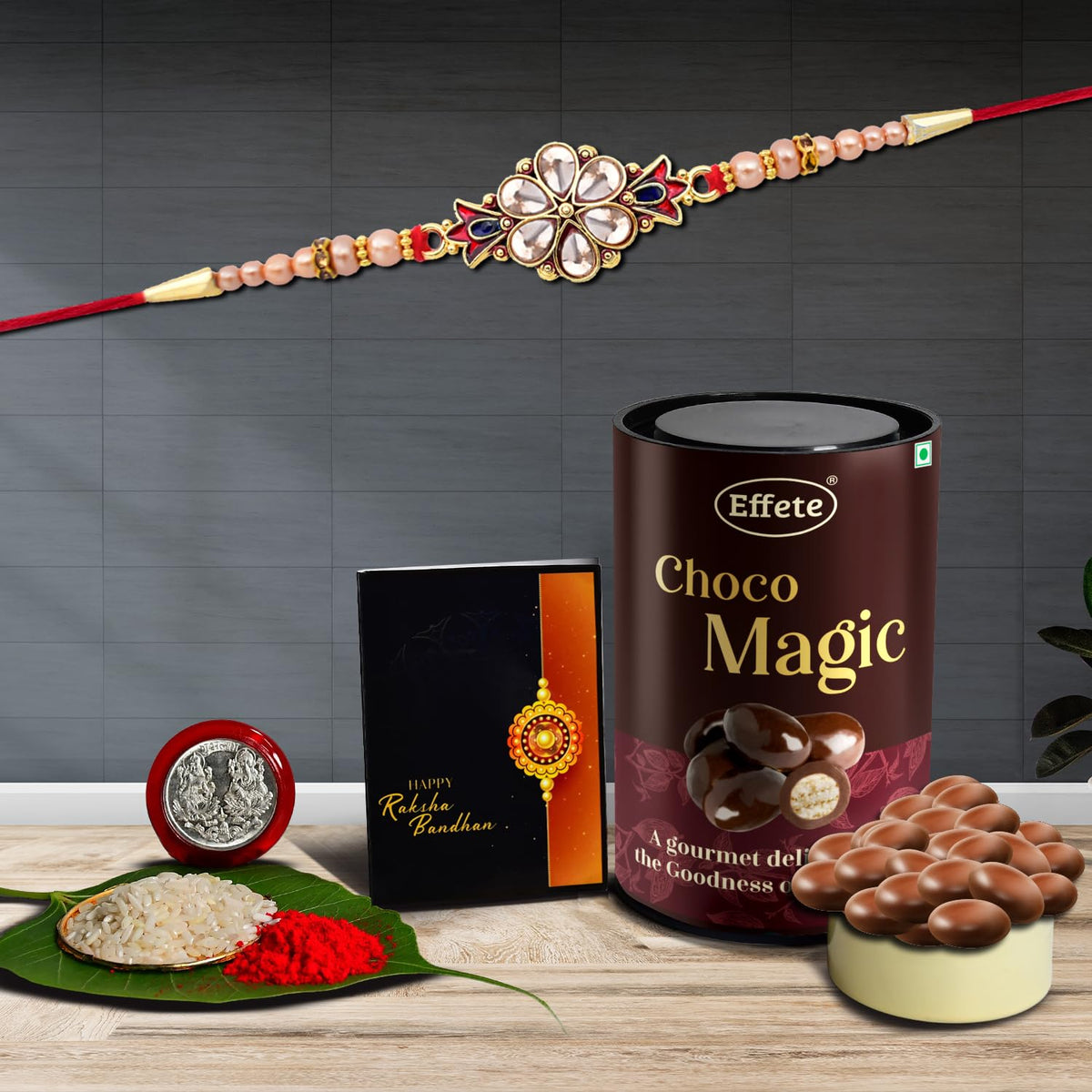 (K1_429_EM) Rakhi Combo with Chocolate Magic, Rakhi & Chocolate for brother, Rakhi with chocolate, rakhi with gift, Rakhi Combo, Set of 1 Rakhi, Chocolate