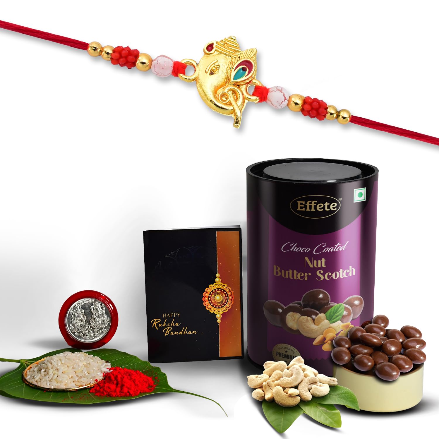 (K1_15_BS) Rakhi Combo with Chocolate Butter Scotch 96gm, stylish rakhi for brother, Rakhi & Chocolate for brother, rakhi brother, rakhi with gift, handmade rakhi, Set of 1 Rakhi