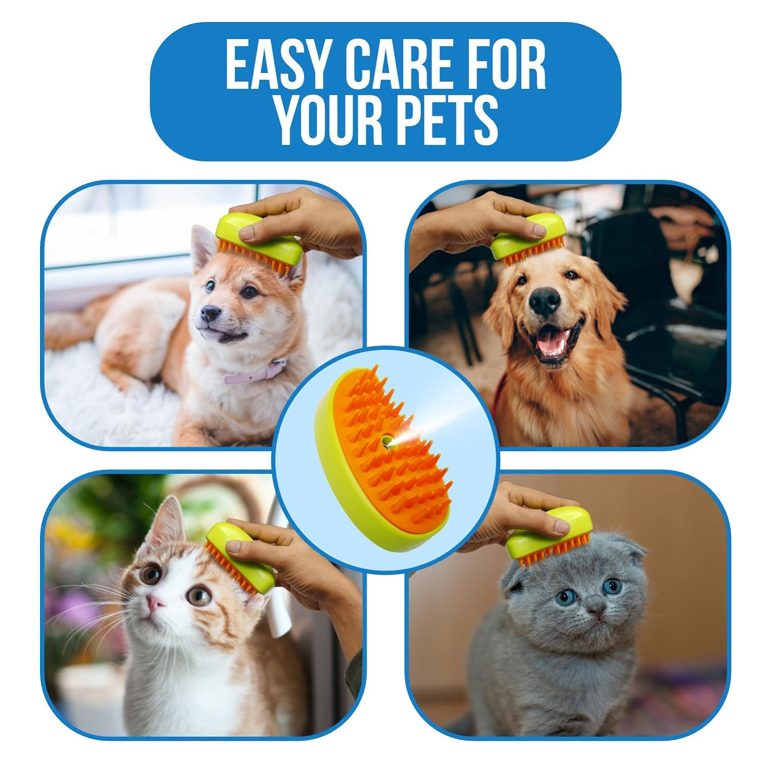 3-in-1 Cat Steamy Brush â€“ Self-Cleaning Pet Grooming & Hair Removal Comb