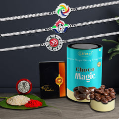 (K3_C8+C9+C10_CM) Rakhi Combo with Chocolate Magic, Rakhi & Chocolate for brother, Fancy Rakhis for men stylish, rakhi with gift, Rakhi Combo, Set of 3,  Chocolate
