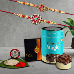 (K2_418+419_CM) Rakhi Combo with Chocolate Magic, Rakhi & Chocolate for brother, Rakhi with chocolate, rakhi with gift, Rakhi Combo, Set of 2 Rakhi, Chocolate
