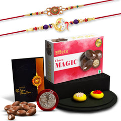 (K2_410+411_CM32) Rakhi Combo with Chocolate Magic 32gm, Rakhi for brother with gift, chocolate gift pack, rakhi with Chocolate Gift Hemper, Fancy Rakhis for men, Set of 2 Rakhi