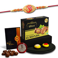 (K1_403_CA32) Rakhi Combo & Chocolate Almonds 32gm| Rakhi & Chocolate for brother | Fancy Rakhis for men stylish | rakhi with gift | Rakhi Combo | Set of 1 | Chocolate