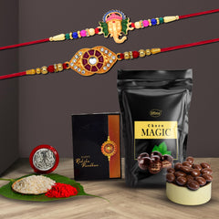 (K2_554+555_SM) Rakhi Combo with Choco Magic (Pouch)| Rakhi for brother with gift | chocolate gift pack |rakhi with Chocolate Gift Hemper | Fancy Rakhi for men | Set of 2 |
