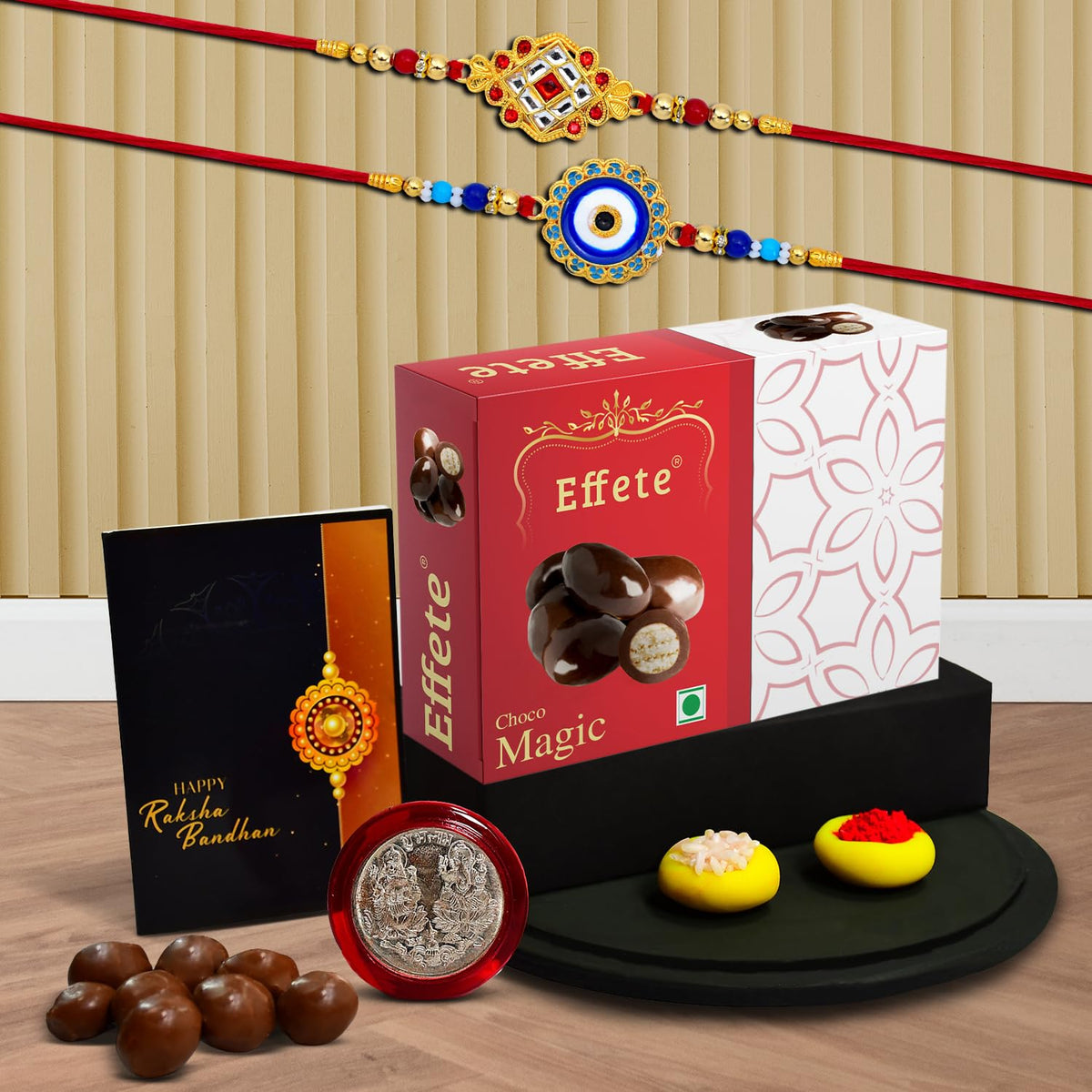 (K2_515+516_EM32) Rakhi Combo & Chocolate Magic 32gm| Rakhi & Chocolate for brother | Fancy Rakhis for men stylish | rakhi with gift | Rakhi Combo | Set of 2 |  Chocolate
