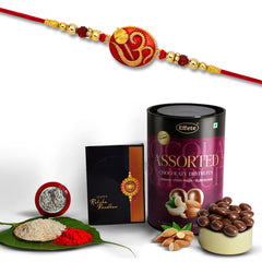 (K1_277_AS) Rakhi with Assorted Chocolate Dryfruits 96gm| Rakhi for brother with gift | handmade rakhi |rakhi combo for brother | stylish rakhi for brother | Set of 1 Rakhi |