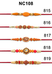 (K5_NC108_CM32) Rakhi Combo with  Chocolate Magic 32gm, Pooja Coin & Greeting Card| Rakhi for brother with gift | handmade rakhi |rakhi combo for brother | stylish rakhi for brother | rakhi set of 5 |