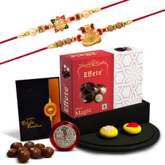 (K2_3+10_EM32) Rakhi Combo with Chocolate Magic 32gm | stylish rakhi for brother | Rakhi & Chocolate for brother | rakhi brother | rakhi with gift | handmade rakhi | Set of 2