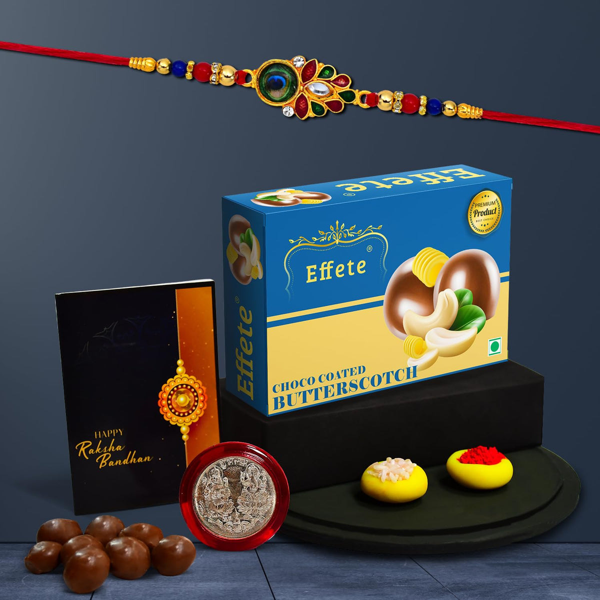 (K1_319_BS32) Rakhi Combo with Chocolate Butter Scotch 32gm | stylish rakhi for brother | Rakhi & Chocolate for brother | rakhi brother | rakhi with gift | handmade rakhi | Set of 1