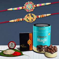 (K2_548+549_CM) Rakhi Combo with Chocolate Magic, Rakhi & Chocolate for brother, Rakhi with chocolate, rakhi with gift, Rakhi Combo, Set of 2 Rakhi,  Chocolate