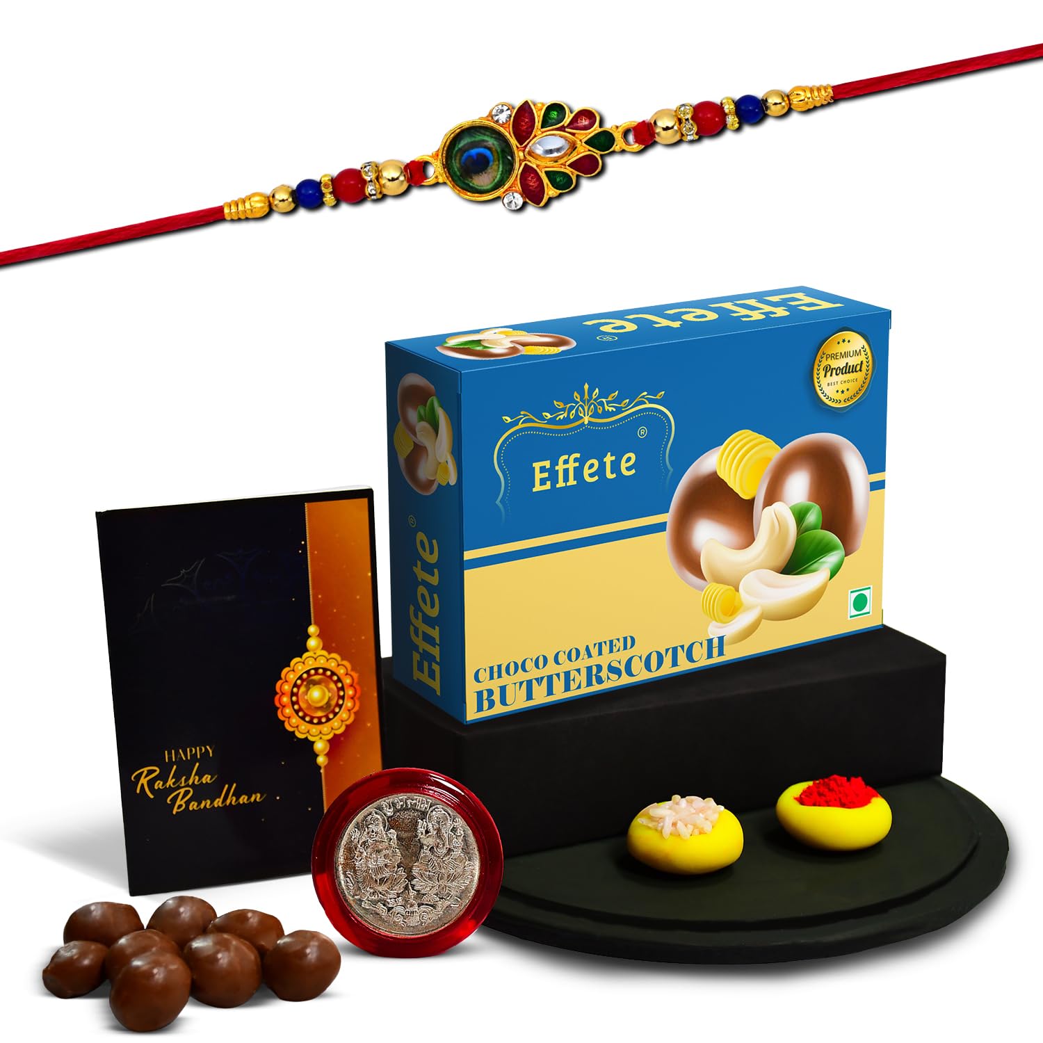 (K1_319_BS32) Rakhi Combo with Chocolate Butter Scotch 32gm | stylish rakhi for brother | Rakhi & Chocolate for brother | rakhi brother | rakhi with gift | handmade rakhi | Set of 1