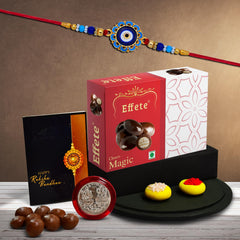 (K1_275_EM32) Rakhi Combo with Chocolate Magic 32gm, Rakhi for brother with gift, chocolate gift pack, rakhi with Chocolate Gift Hemper, Fancy Rakhis for men, Set of 1 Rakhi