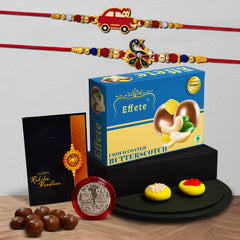 (K2_315+316_BS32) Rakhi Combo with Chocolate Butter Scotch 32gm | stylish rakhi for brother | Rakhi & Chocolate for brother | rakhi brother | rakhi with gift | handmade rakhi | Set of 2