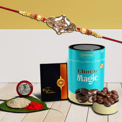 (K1_428_CM) Rakhi Combo with Chocolate Magic, stylish rakhi for brother, Rakhi & Chocolate for brother, rakhi brother, rakhi with gift, handmade rakhi, Set of 1 Rakhi