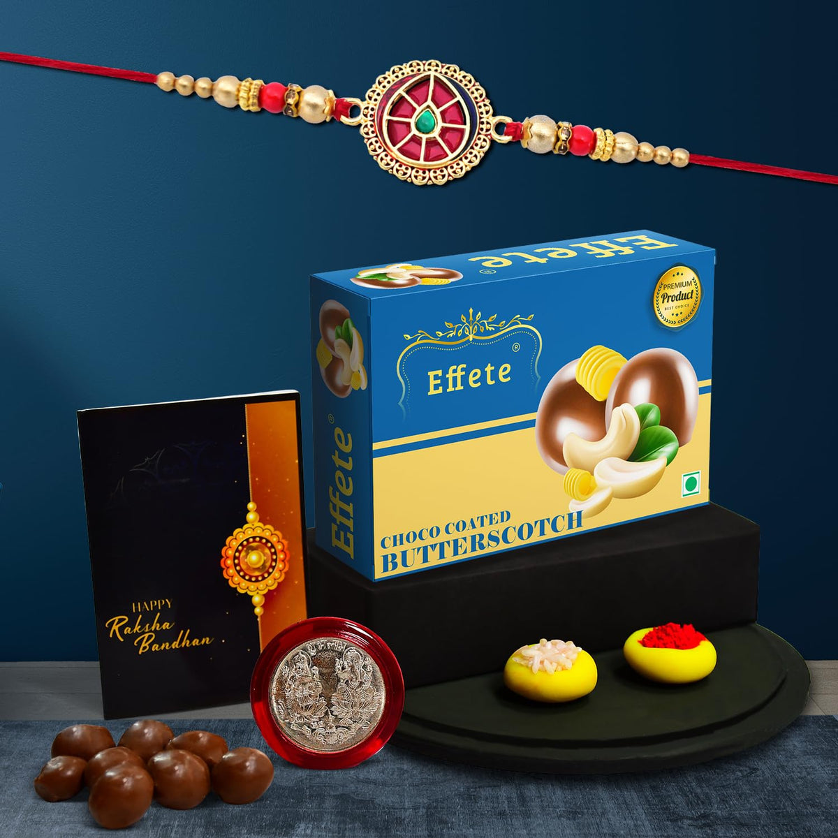 (K1_422_BS32) Rakhi Combo with Chocolate Butter Scotch 32gm, stylish rakhi for brother, Rakhi & Chocolate for brother, rakhi brother, rakhi with gift, handmade rakhi, Set of 1 Rakhi