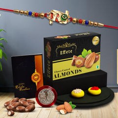 (K1_A8_CA32) Rakhi Combo with Chocolate Almonds 32gm | stylish rakhi for brother | Rakhi & Chocolate for brother | rakhi brother | rakhi with gift | handmade rakhi | Set of 1