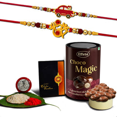 (K2_316+317_EM) Rakhi Combo with Chocolate Magic, Rakhi for brother with gift, chocolate gift pack, rakhi with Chocolate Gift Hemper, Fancy Rakhis for men, Set of 2 Rakhi