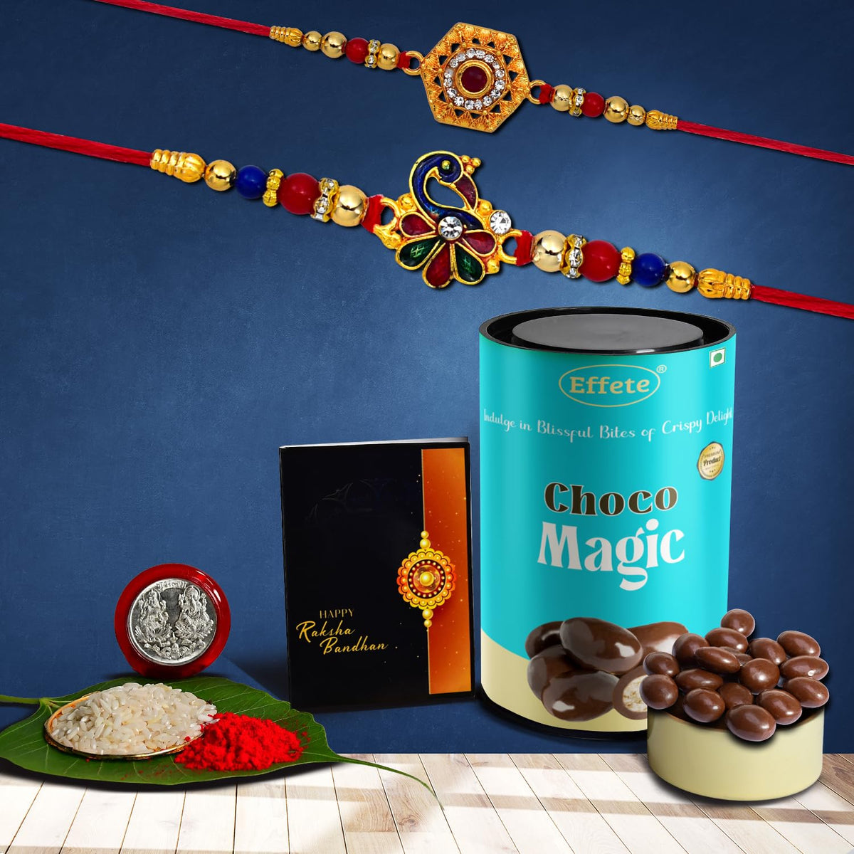 (K2_314+315_CM) Rakhi Combo with Chocolate Magic, Rakhi & Chocolate for brother, Rakhi with chocolate, rakhi with gift, Rakhi Combo, Set of 2 Rakhi, Chocolate