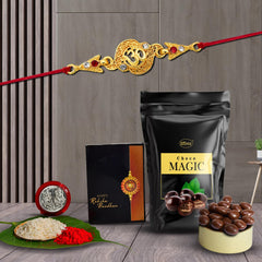 (K1_436_SM) Rakhi Combo with Choco Magic (Pouch), Pooja Coin & Greeting Card | Rakhi Gift Hamper | Rakhi for brother with gift | chocolate gift pack |rakhi with Chocolate Gift Hemper | Fancy Rakhis for men | rakhi set of 1 |
