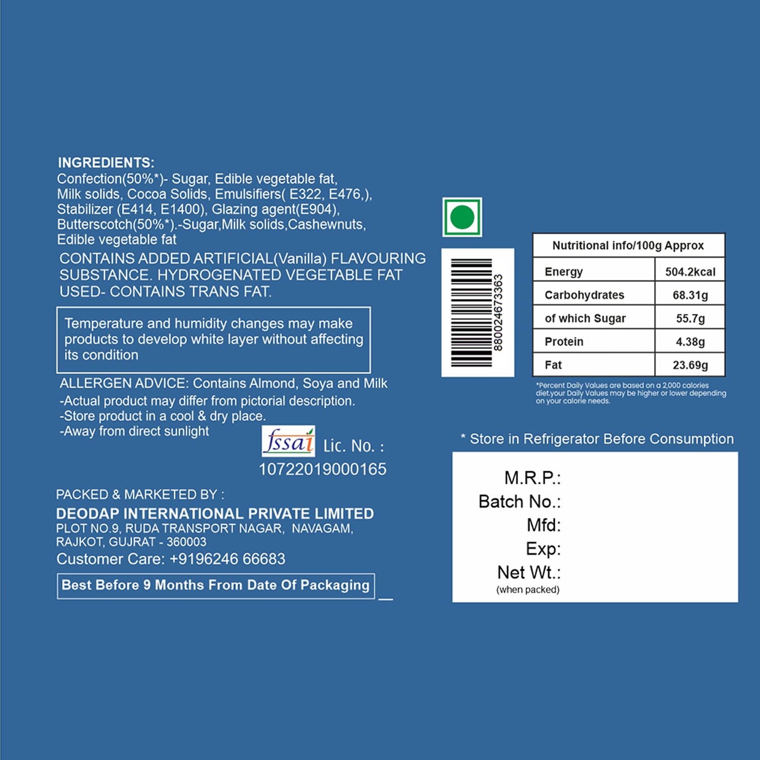 (K1_522_BS32) Rakhi Combo with Chocolate Butter Scotch 32gm, Rakhi for brother with gift, chocolate gift pack, rakhi with Chocolate Gift Hemper, Fancy Rakhis for men, Set of 1 Rakhi