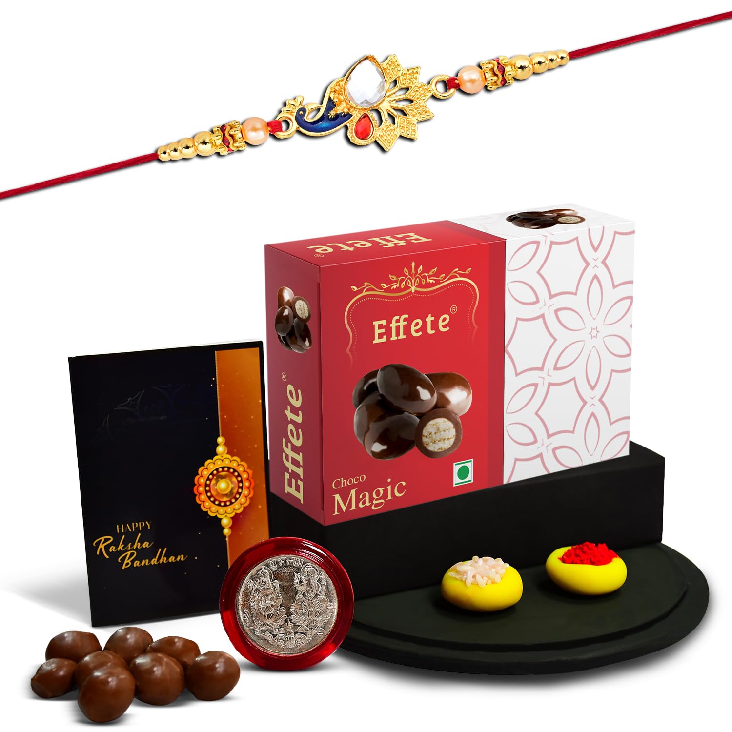 (K1_414_EM32) Rakhi Combo with Chocolate Magic 32gm, Rakhi for brother with gift, chocolate gift pack, rakhi with Chocolate Gift Hemper, Fancy Rakhis for men, Set of 1 Rakhi