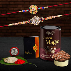 (K2_429+430_EM) Rakhi Combo with Chocolate Magic | Rakhi for brother with gift | Fancy Rakhis for men stylish |rakhi combo for brother | Set of 2 Rakhi | Chocolate |