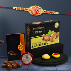 (K1_403_CA32) Rakhi Combo & Chocolate Almonds 32gm| Rakhi & Chocolate for brother | Fancy Rakhis for men stylish | rakhi with gift | Rakhi Combo | Set of 1 | Chocolate