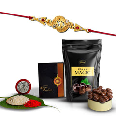 (K1_436_SM) Rakhi Combo with Choco Magic (Pouch), Pooja Coin & Greeting Card | Rakhi Gift Hamper | Rakhi for brother with gift | chocolate gift pack |rakhi with Chocolate Gift Hemper | Fancy Rakhis for men | rakhi set of 1 |