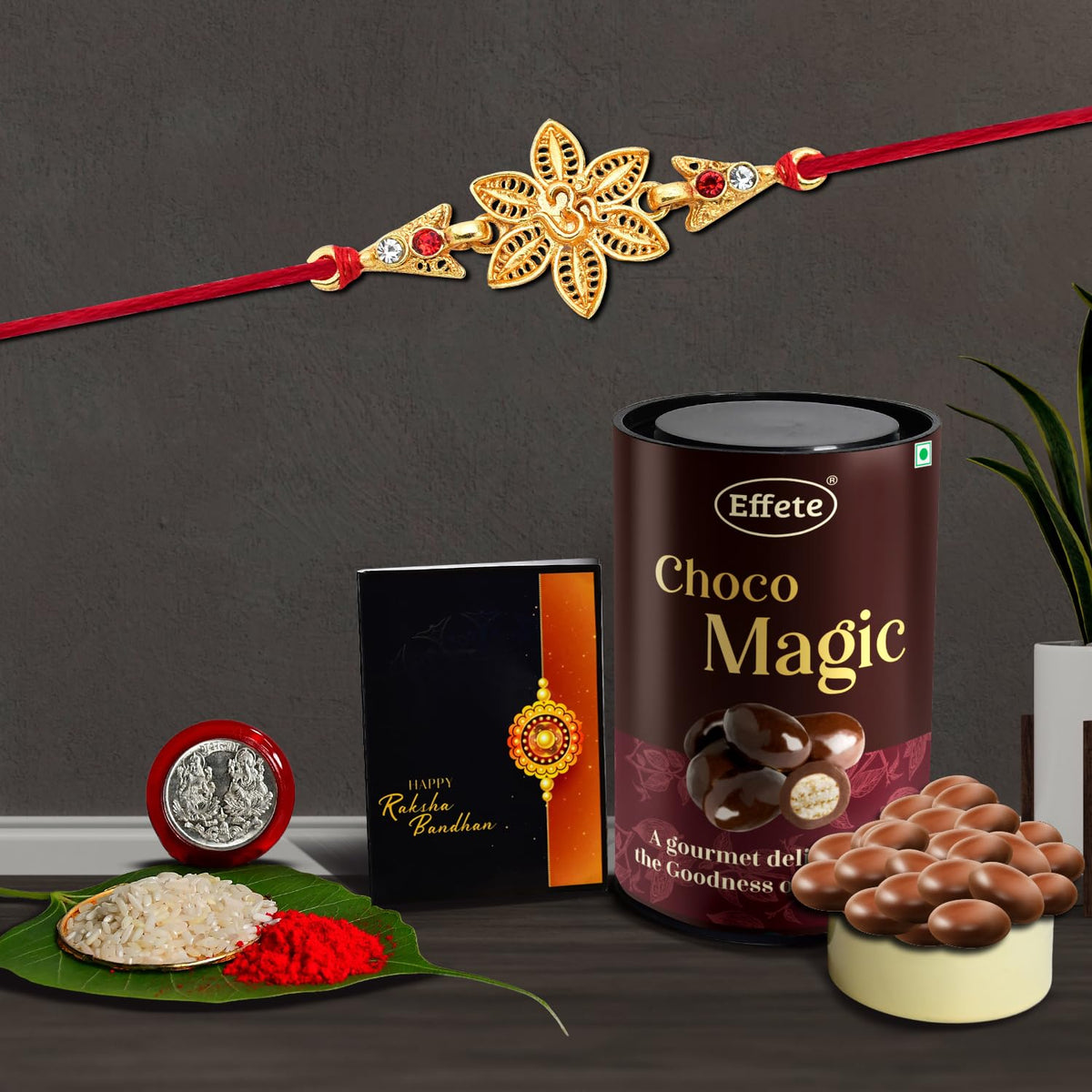 (K1_433_EM) Rakhi Combo & Chocolate Magic | Rakhi & Chocolate for brother | Fancy Rakhis for men stylish | rakhi with gift | Rakhi Combo | Set of 1 | Chocolate