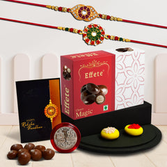 (K2_553+554_EM32) Rakhi Combo with Chocolate Magic 32gm | stylish rakhi for brother | Rakhi & Chocolate for brother | rakhi brother | rakhi with gift | handmade rakhi | Set of 2
