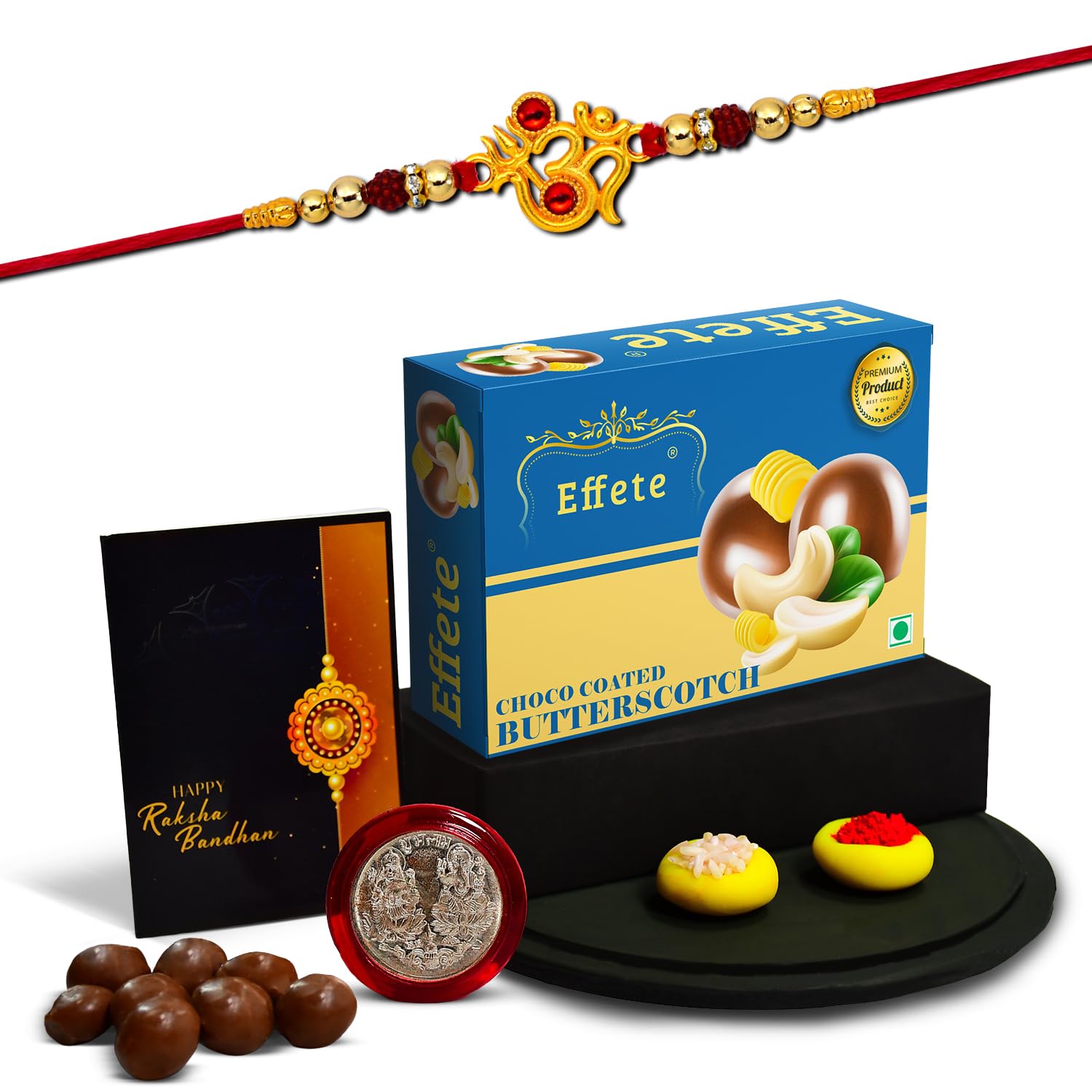 (K1_317_BS32) Rakhi with Chocolate Butter Scotch 32gm| Rakhi for brother with gift | handmade rakhi |rakhi combo for brother | stylish rakhi for brother | Set of 1 Rakhi |